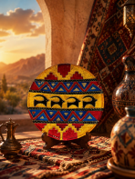بشقاب شیشه‌ای دکوراتیو طرح میراث پارسی، ورق طلا - تصویر 2